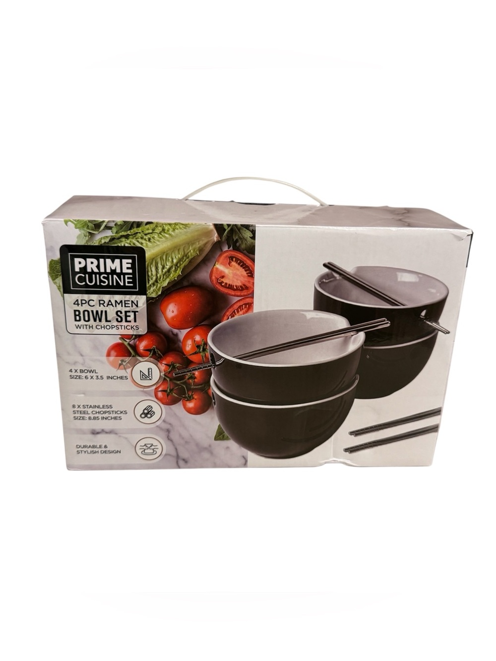 4pc Ramen Bowl Set with Stainless Steel Chopsticks - New in Box